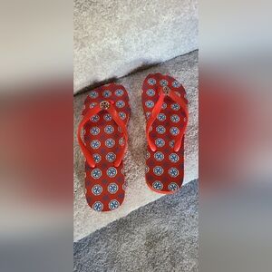 NWOT Tory Burch Samba Flip Flops Samba / Compass Neckerchief Size 9